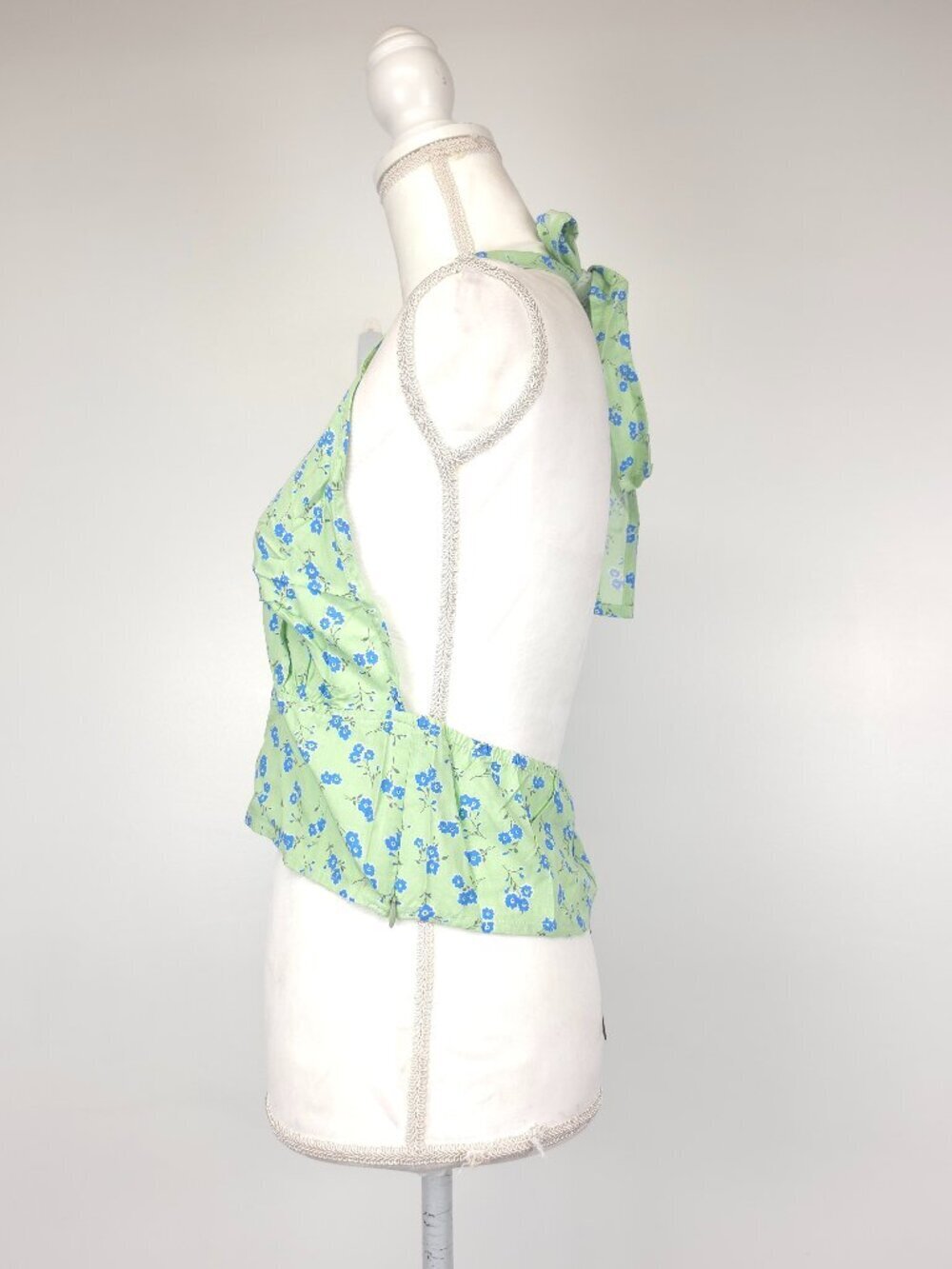 Motel Rocks Nanda Halter Top in Lime Floral Size Large - Picture 5 of 9